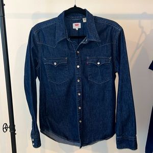 Levis snap dark denim shirt
